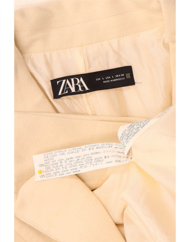 Jachetă Blazer pentru femei Zara UK 16, mare, alb, bumbac