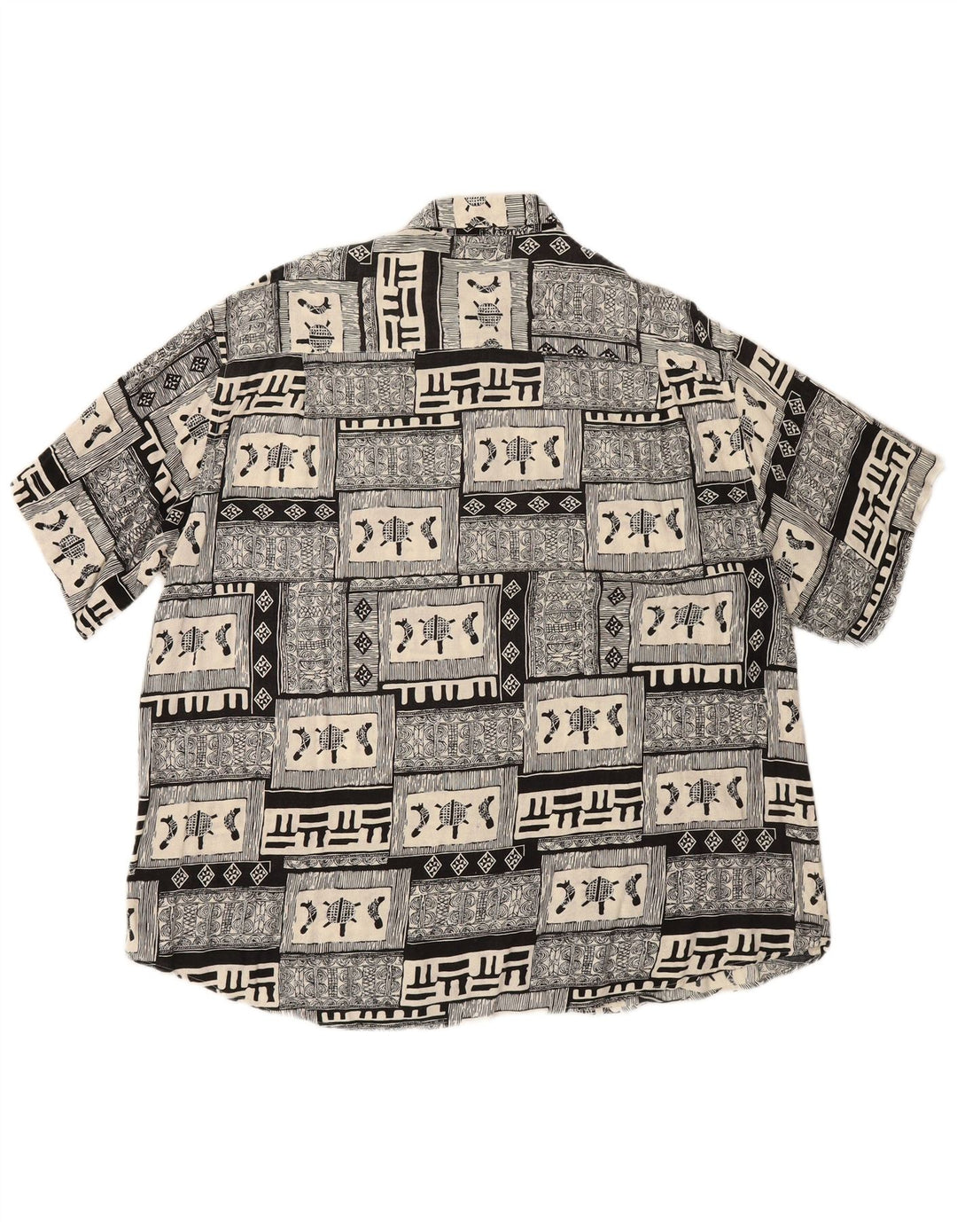 Cămașă cu mânecă scurtă pentru bărbați BOULEE Mărimea 45/46 2XL Negru mozaic viscoză