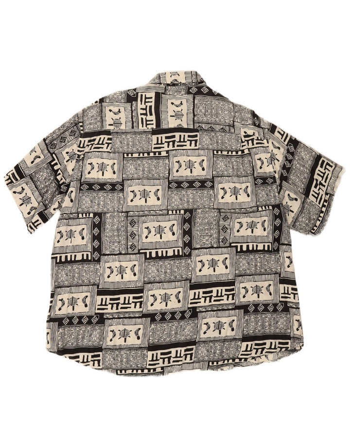 Cămașă cu mânecă scurtă pentru bărbați BOULEE Mărimea 45/46 2XL Negru mozaic viscoză