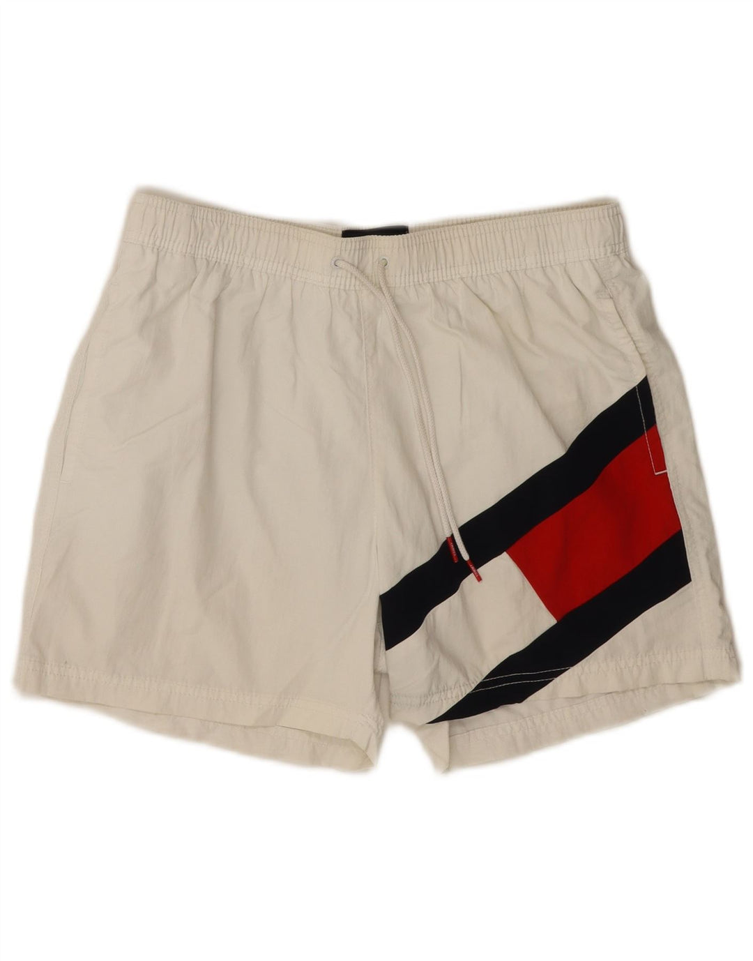 TOMMY HILFIGER Pantaloni scurți de înot grafic pentru bărbați, alb mediu, color block