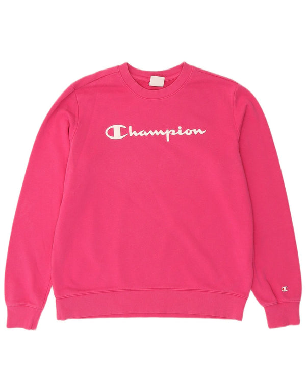 Pulover cu grafic pentru femei Champion UK 16, bumbac mare, roz