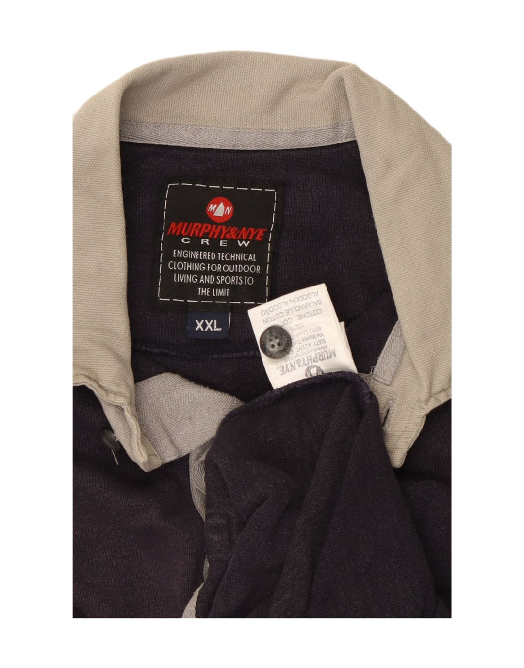 MURPHY & NYE tricou polo rugby cu mânecă lungă pentru bărbați 2XL bumbac bleumarin