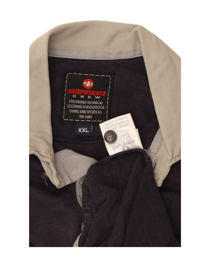 MURPHY & NYE tricou polo rugby cu mânecă lungă pentru bărbați 2XL bumbac bleumarin