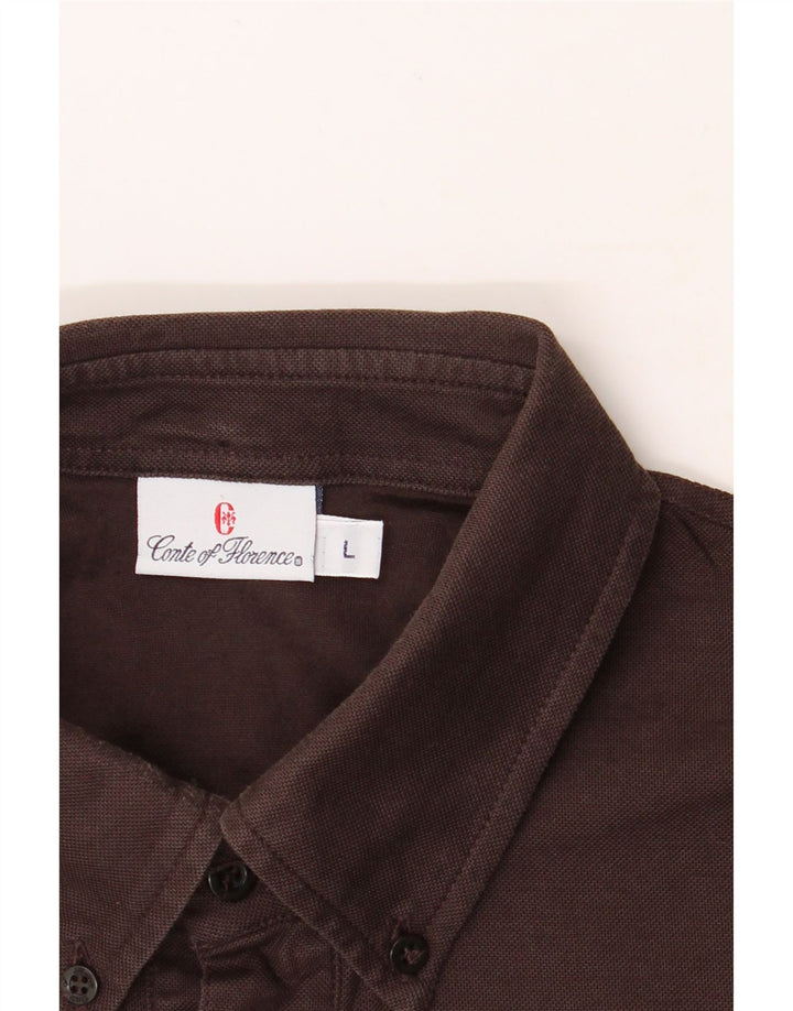 CONTE OF FLORENCE Mens Polo Shirt Large Brown Vintage Conte of Florence and Second-Hand Conte of Florence from Messina Hembry 