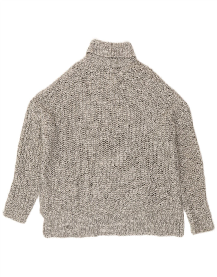 Pulover supradimensionat cu gât rulat Zara pentru femei UK 14 Medium Gri Pete