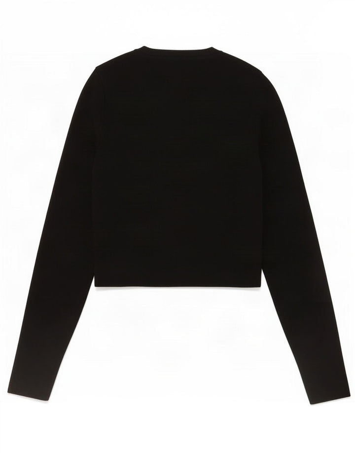 Crop Top pentru femei Zara cu mânecă lungă UK 12 Medium Black Viscose