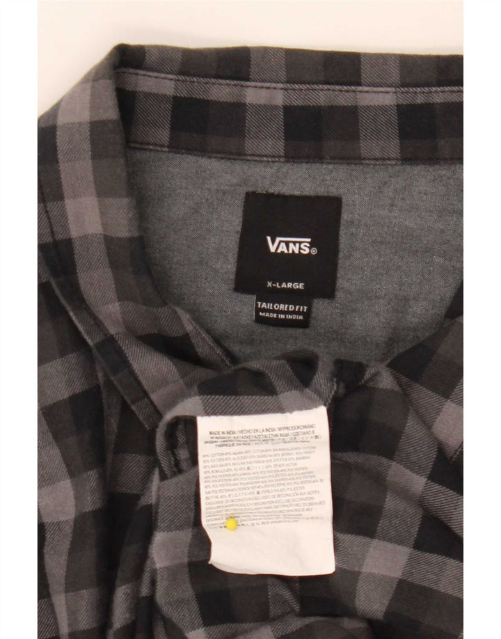 Cămașă de flanel pentru bărbați Vans, croită, XL, bumbac vichy negru