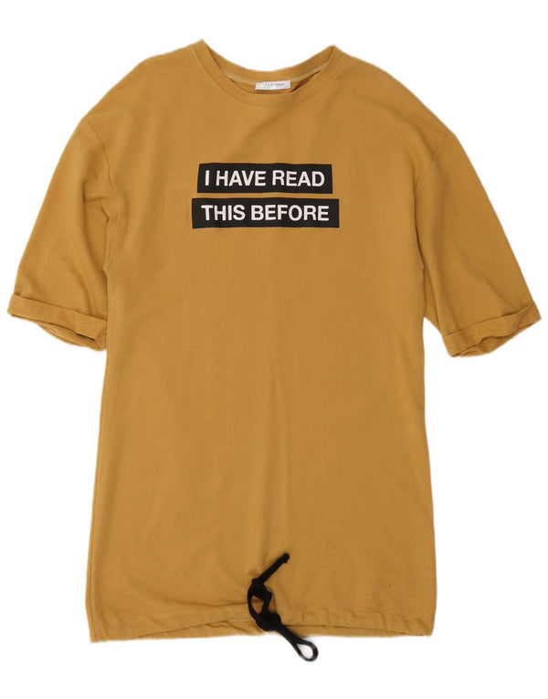 Rochie tricou grafic Trafaluc pentru femei Zara UK 10 Mic Maro