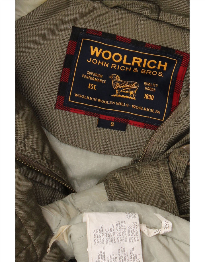Jachetă parka cu glugă Woolrich pentru femei UK 10 Nailon mic kaki