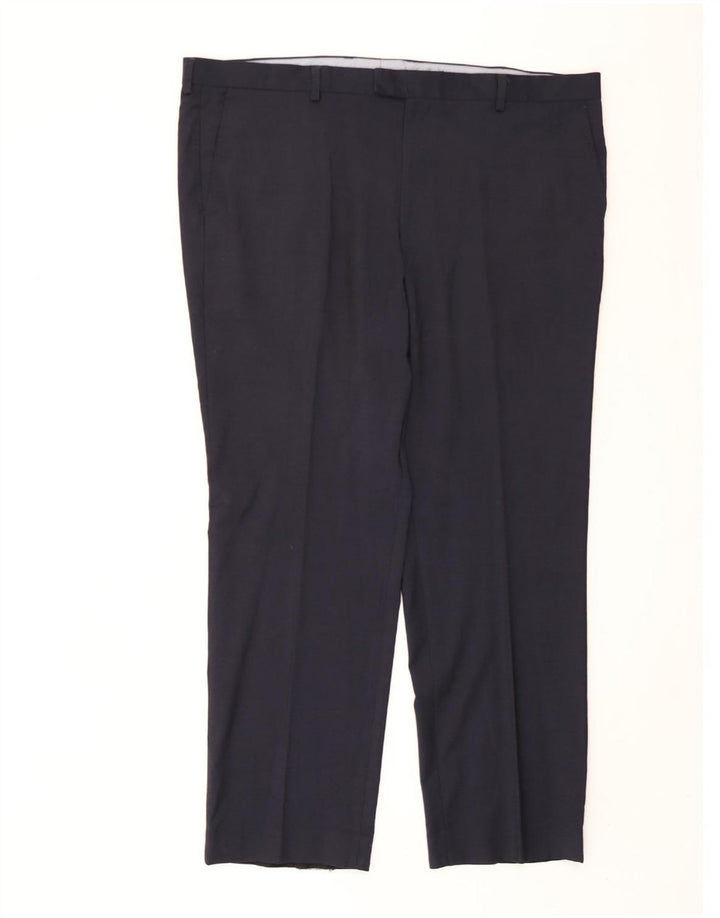 Pantaloni de costum pentru bărbați Marks & Spencer, cu tăiere obișnuită, L44 L31 Lână bleumarin
