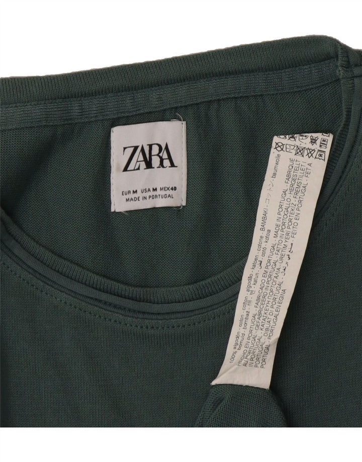 ZARA Mens T-Shirt Top Medium Green Cotton Vintage Zara and Second-Hand Zara from Messina Hembry 