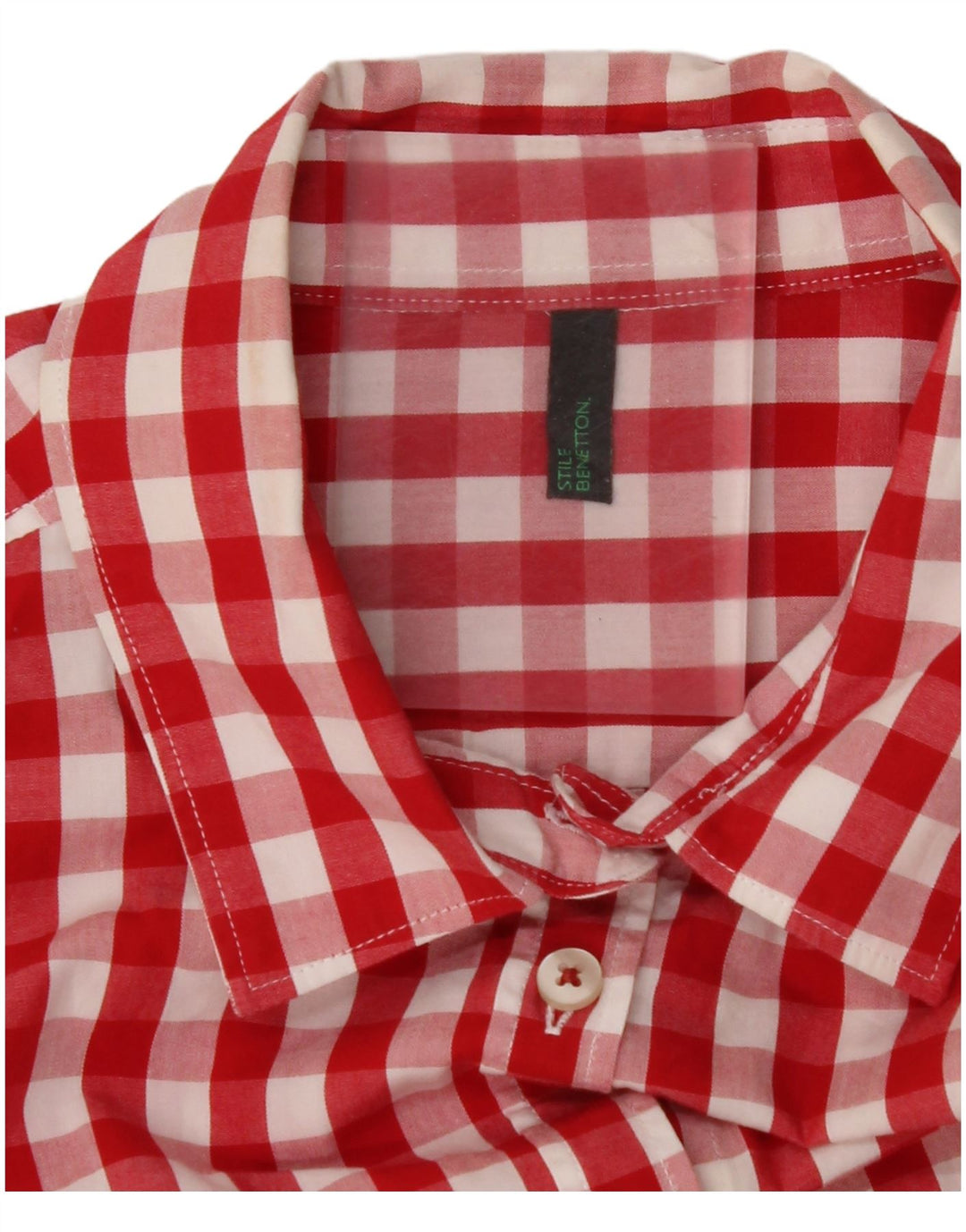 Cămașă cu mânecă scurtă pentru femei BENETTON UK 14 Medium Red Check