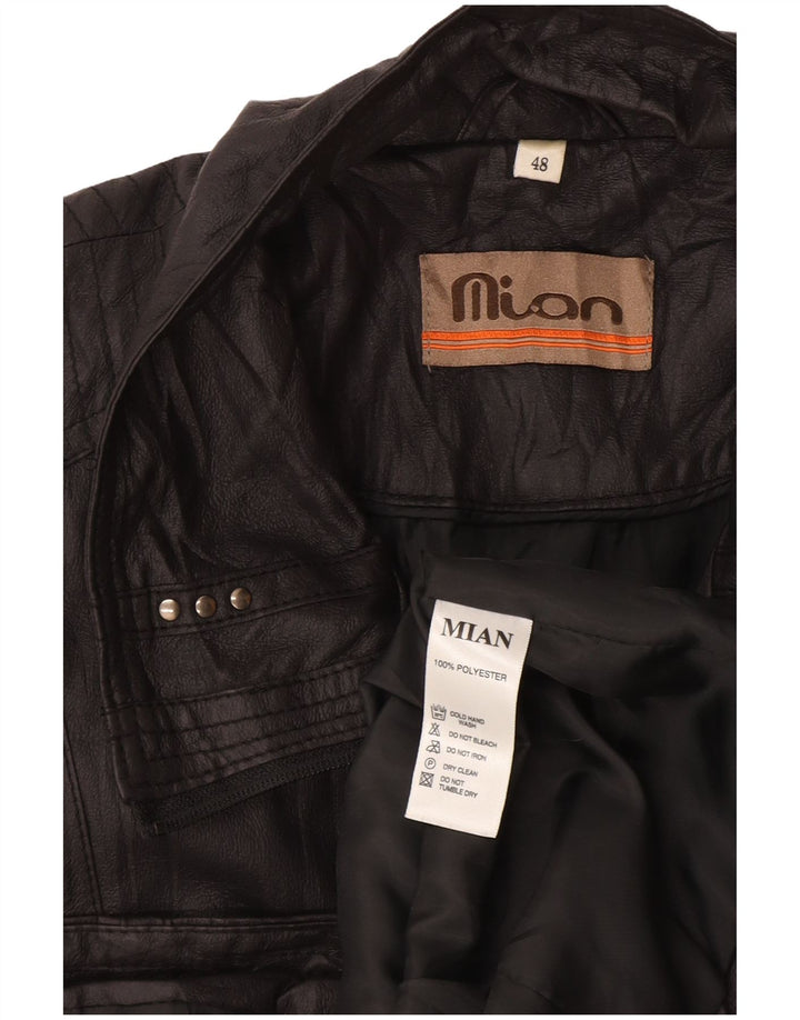 Jachetă din piele artificială pentru bărbați vintage IT 48 Poliester mediu negru