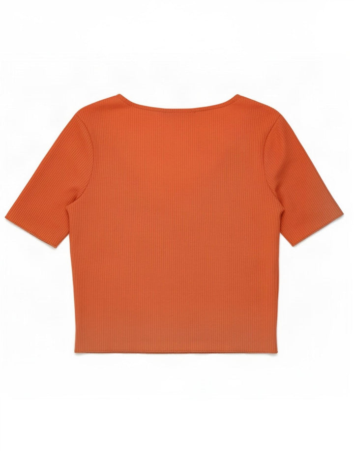 Top crop cu mânecă scurtă pentru femei Zara UK 12 Roz mediu