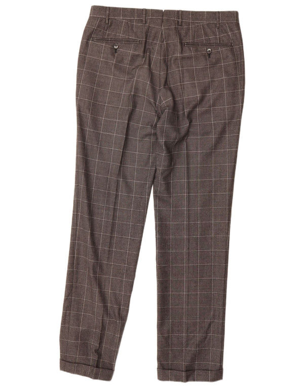 CORNELIANI Pantaloni Drepți Bărbați IT 50 Large W34 L32 Gri Check