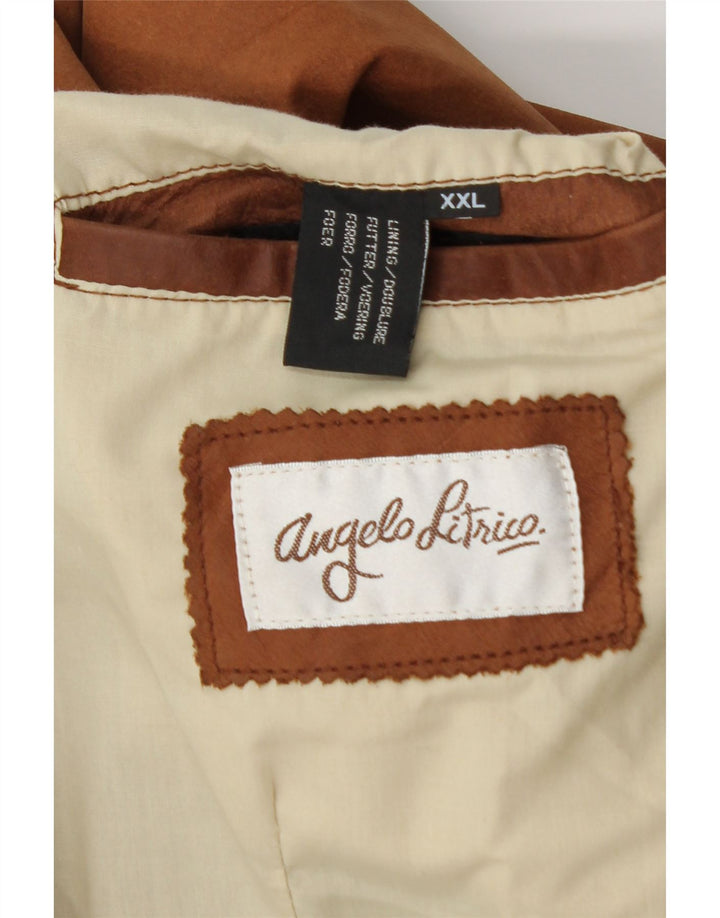 ANGELO LITRICO Vestă din piele pentru bărbați 2XL din piele maro
