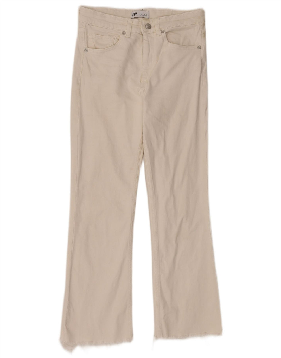 Blugi Zara Femei Crop Bootcut EU 38 Mici L28 L24 Alb