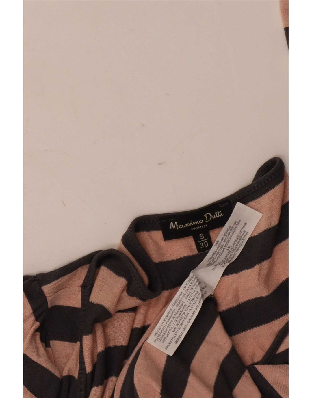 Top pentru femei Massimo Dutti cu mânecă lungă UK 10 mic roz, viscoză cu dungi
