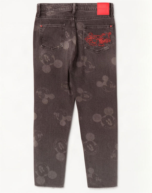 Blugi Desigual pentru damă, Mickey Mouse, cu talie înaltă, L24 L27, bumbac negru