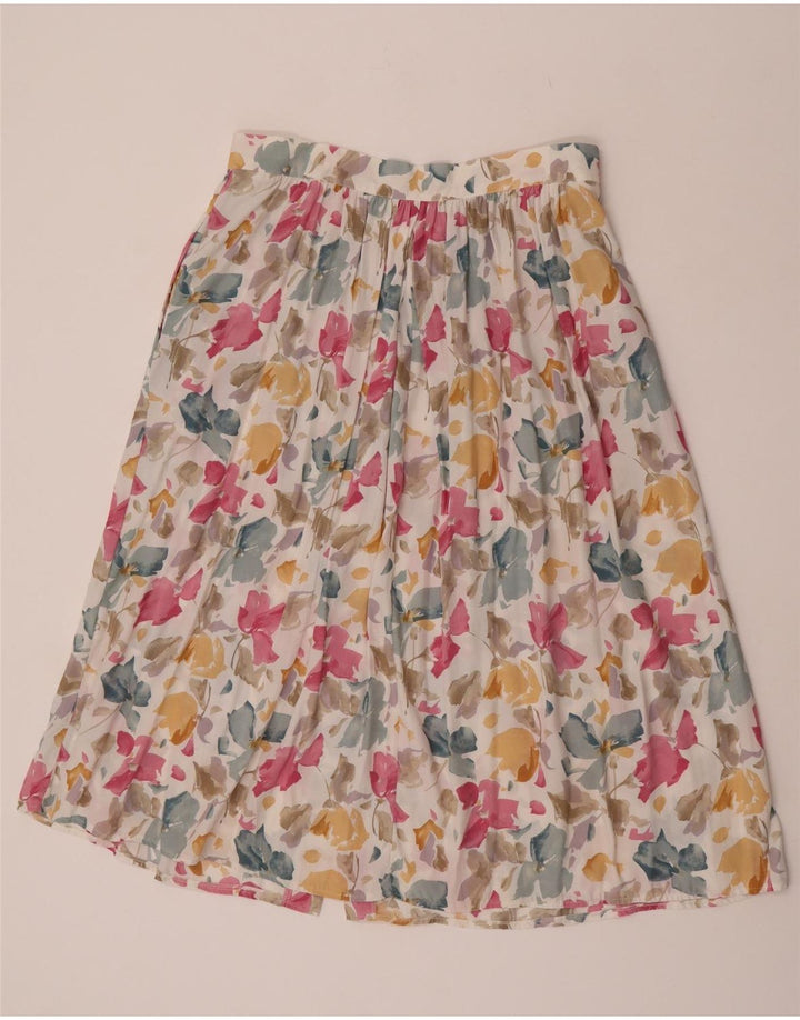 Fusta evazată pentru femei Vintage IT 44 Medium W31 Viscoză florală multicoloră