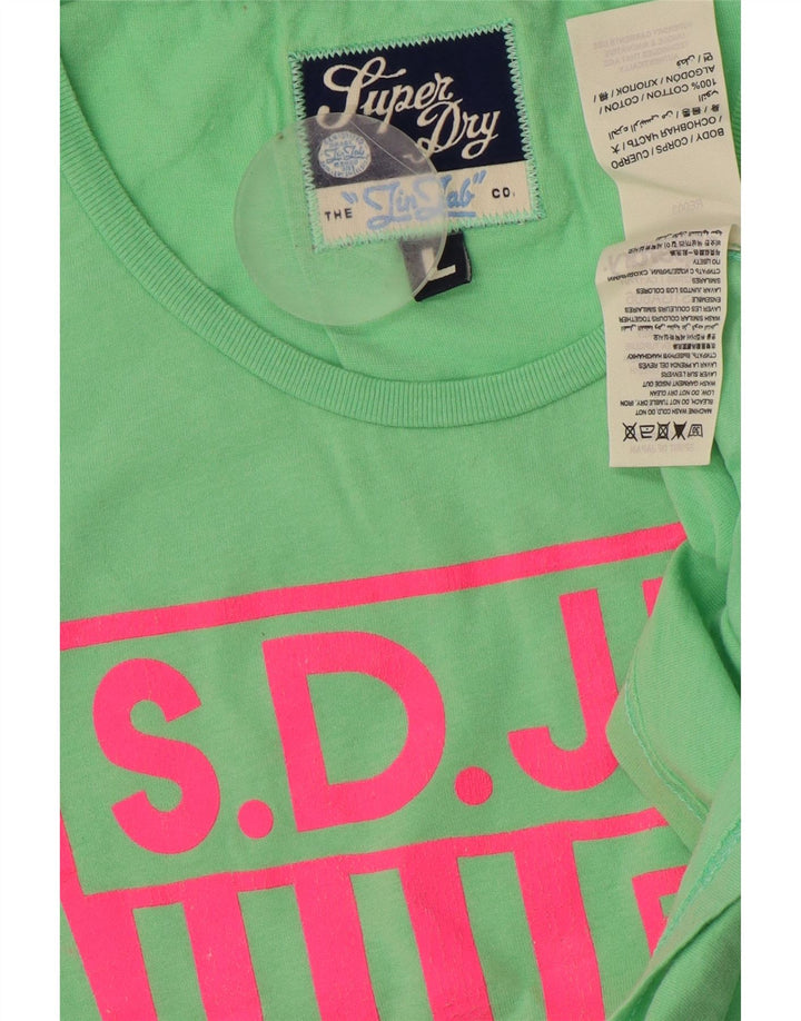 Tricou grafic SUPERDRY pentru femei Top UK 14, mare, verde, bumbac