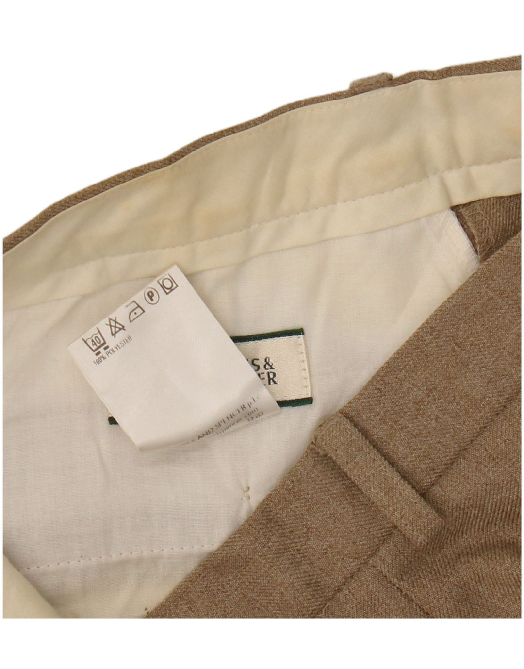 Pantaloni chino drepți pentru bărbați Marks & Spencer W32 L31 poliester bej