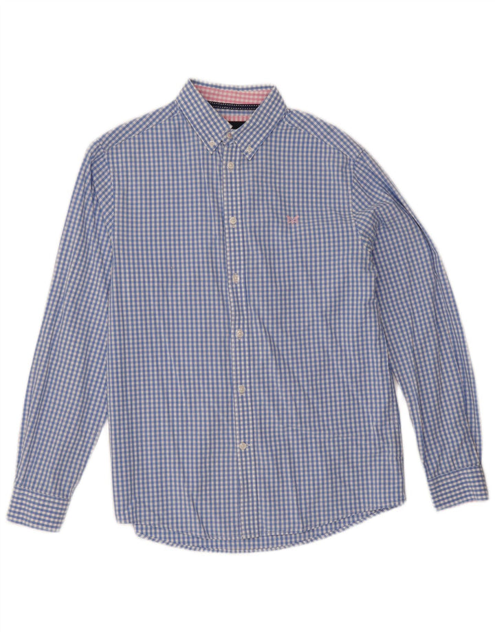 Crew Clothing Cămașă clasică pentru bărbați din bumbac cu vichy albastru
