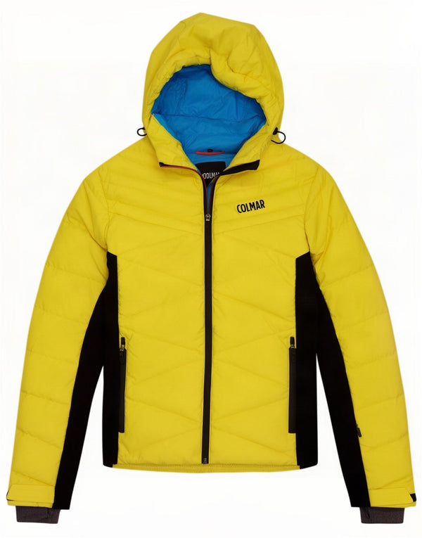 Colmar Mens Hooded Padded Jacket IT 48 Medium Yellow Colourblock Polyester