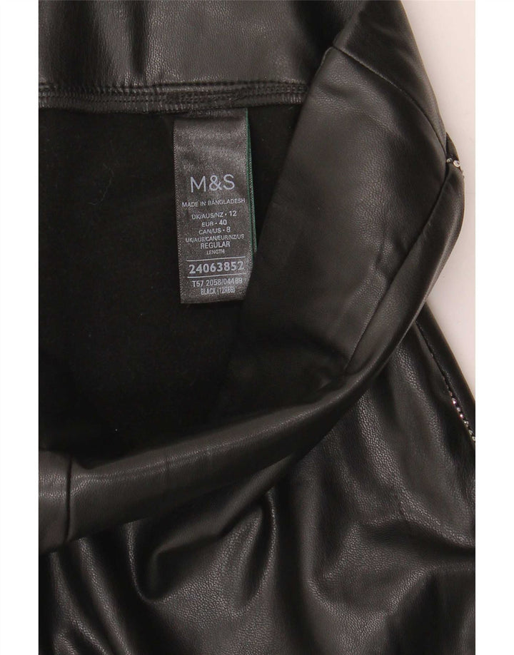 Leggings din piele artificială pentru femei Marks & Spencer UK 12 Poliester mediu negru