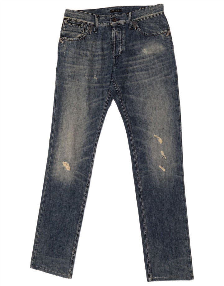 Blugi slim pentru bărbați Sisley Distressed W31 L33 Bumbac albastru
