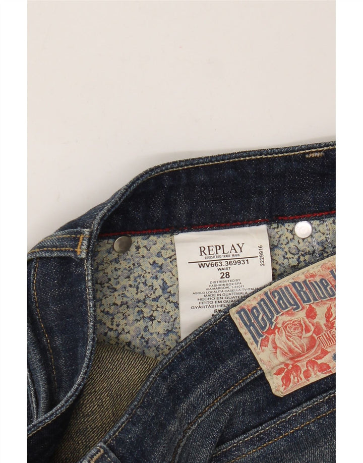 Pantaloni scurți din denim pentru femei Replay W28, bumbac albastru mediu