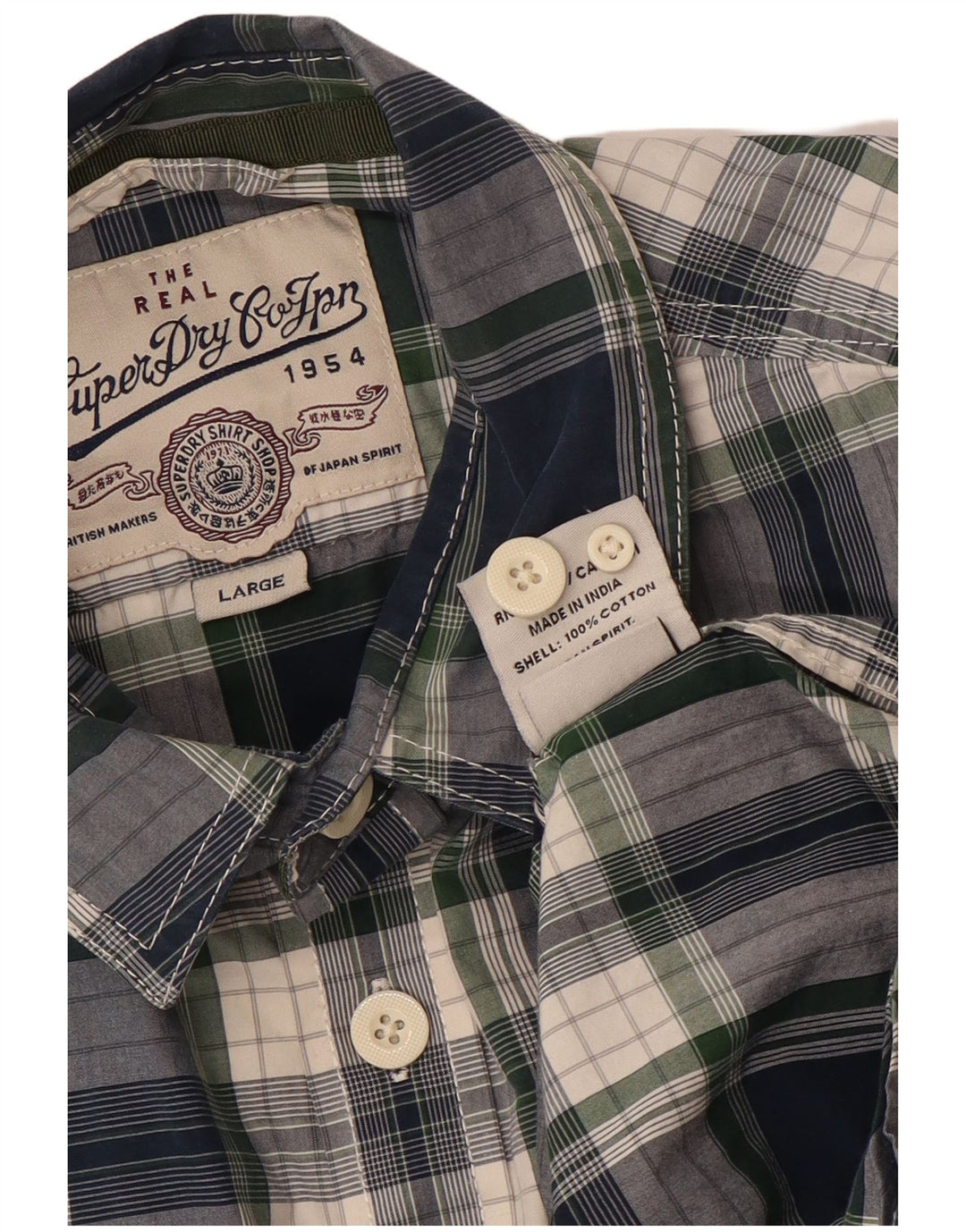 Cămașă pentru bărbați SUPERDRY, mare, din bumbac cu carouri bleumarin