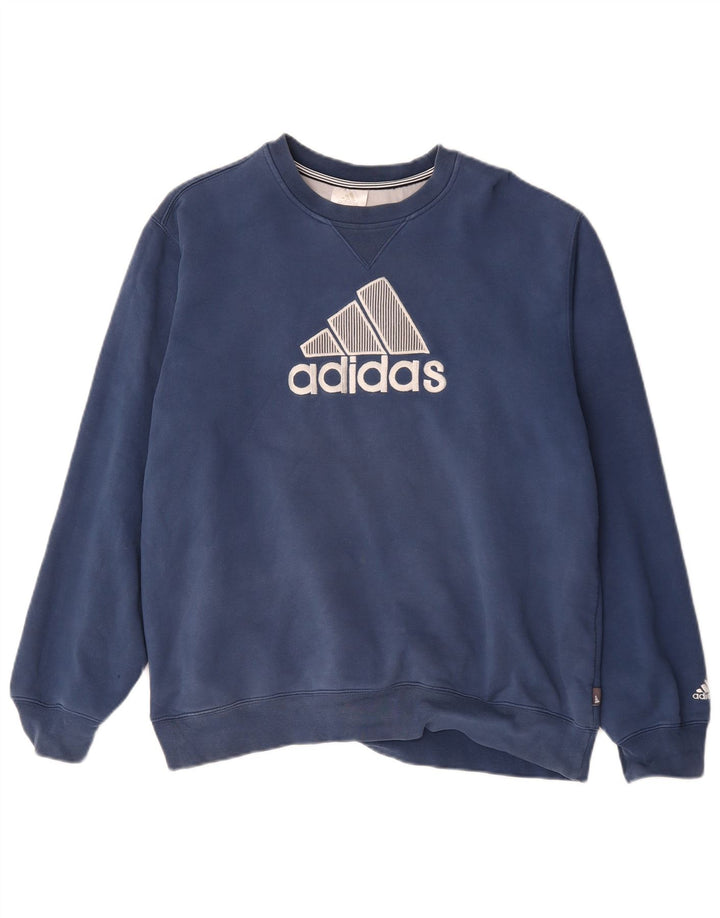 Hanorac grafic pentru bărbați Adidas Pulover mare, albastru bleumarin, bumbac