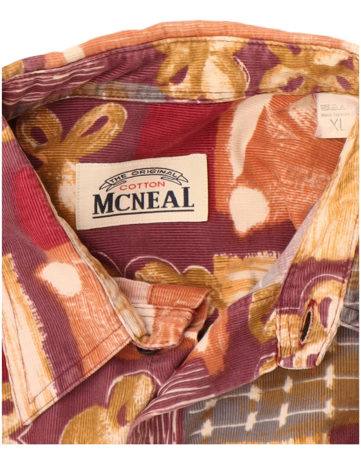 Cămașă MCNEAL pentru bărbați din velur XL Burgundy Patchwork