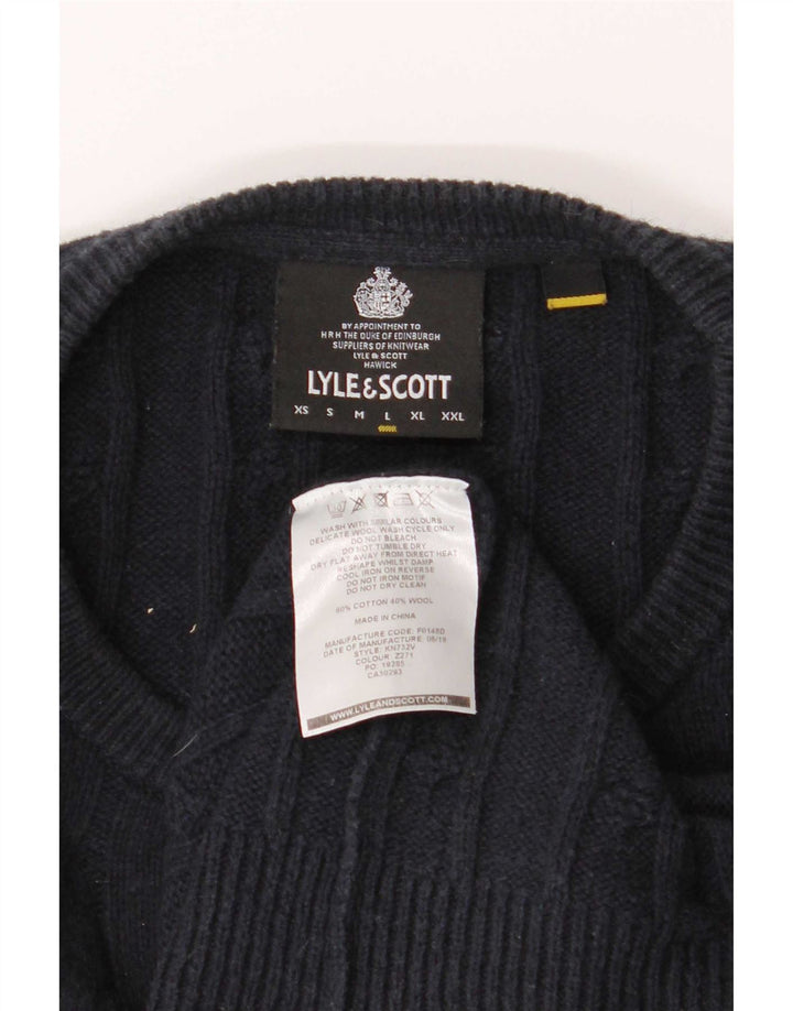 Pulover Lyle & Scott pentru bărbați, cu gât crew, bumbac mare, albastru bleumarin