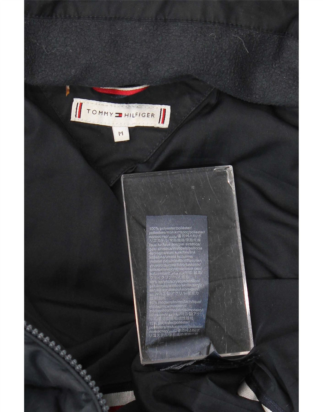 Palton căptușit cu glugă pentru femei Tommy Hilfiger UK 14 Poliester mediu albastru bleumarin