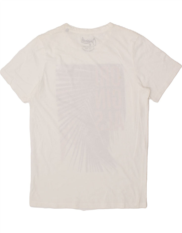 JACK & JONES Mens Graphic T-Shirt Top Large White Vintage Jack & Jones and Second-Hand Jack & Jones from Messina Hembry 
