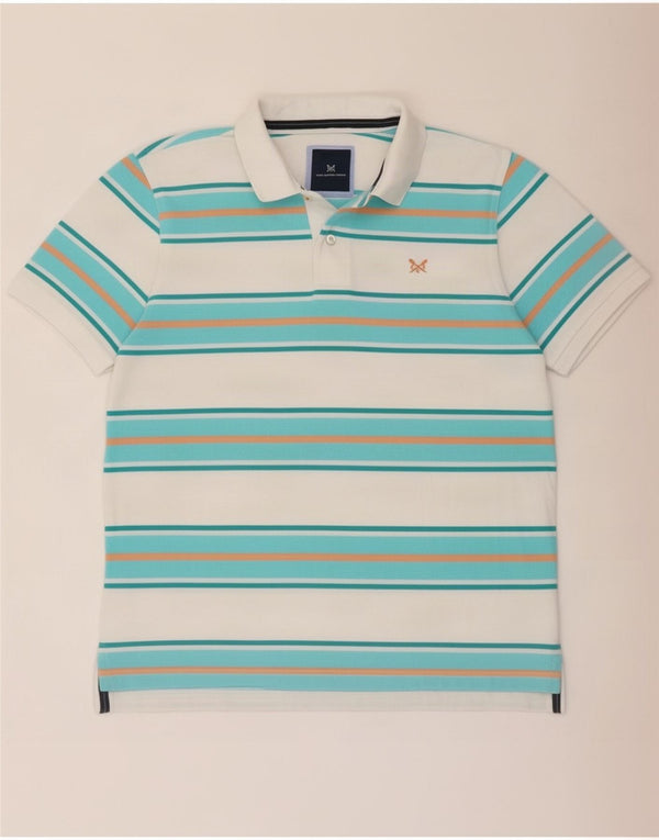 Crew Clothing Tricou polo pentru bărbați, bumbac cu dungi albastre medii