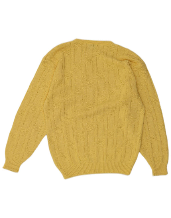 Pulover pentru femei Stefanel cu decolteu triplu UK 10 Small Yellow Geometric