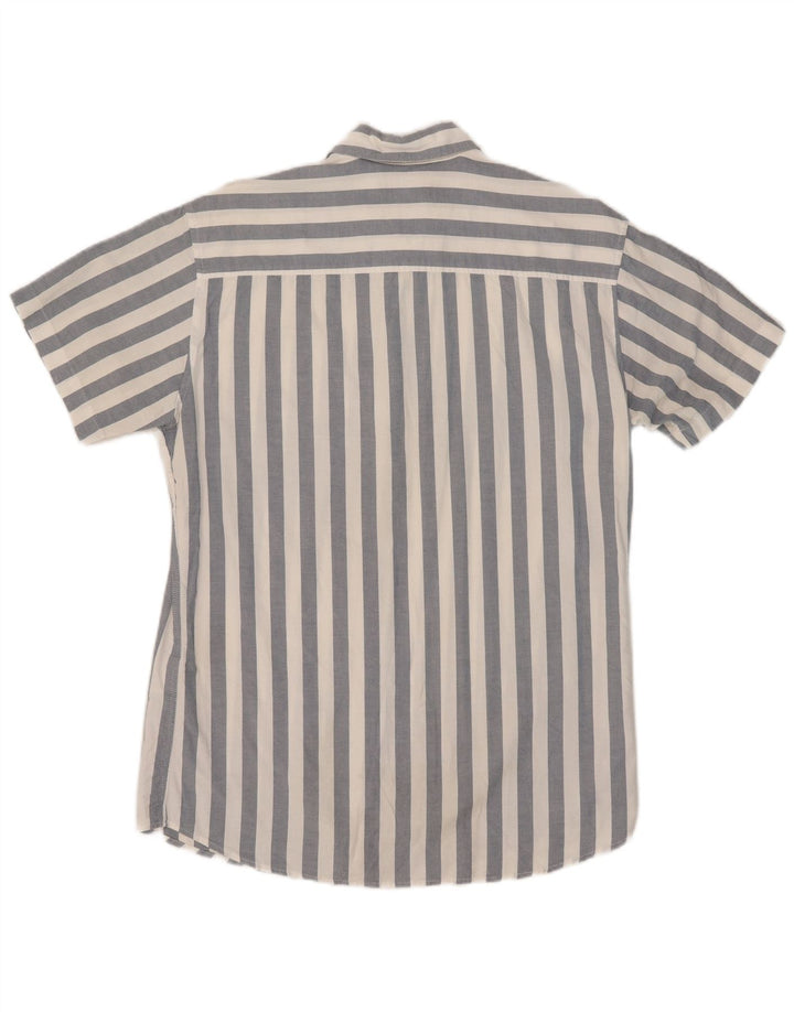 Cămașă Jack & Jones pentru bărbați cu mânecă scurtă, bumbac cu dungi albastre medii