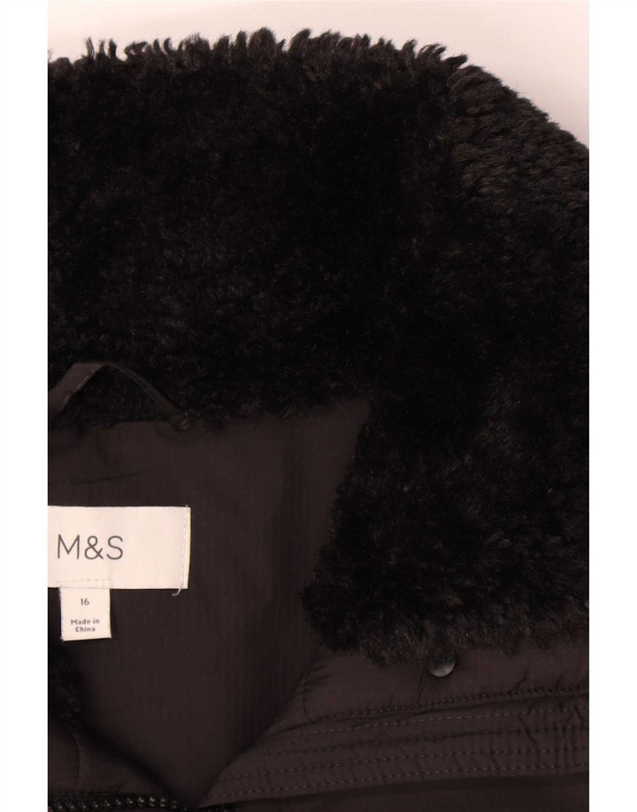 Jachetă căptușită supradimensionată pentru femei Marks & Spencer UK 16 Poliester negru mare
