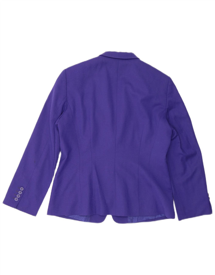 Sacou blazer pentru femei Hugo Boss cu 3 nasturi UK 12 Lână virgină violet mediu