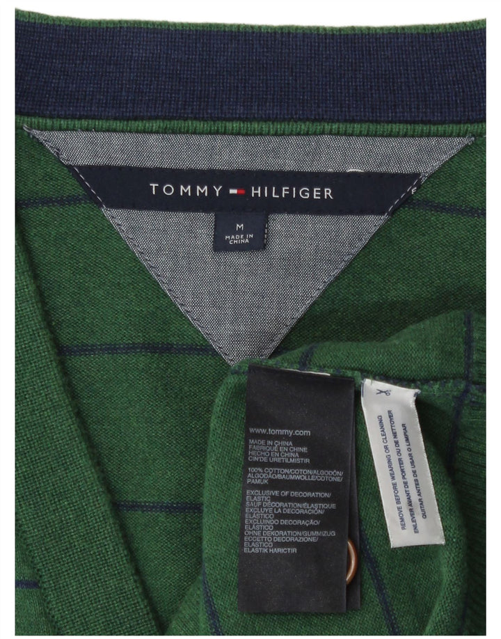 Pulover cardigan pentru bărbați Tommy Hilfiger, bumbac cu dungi verzi medii