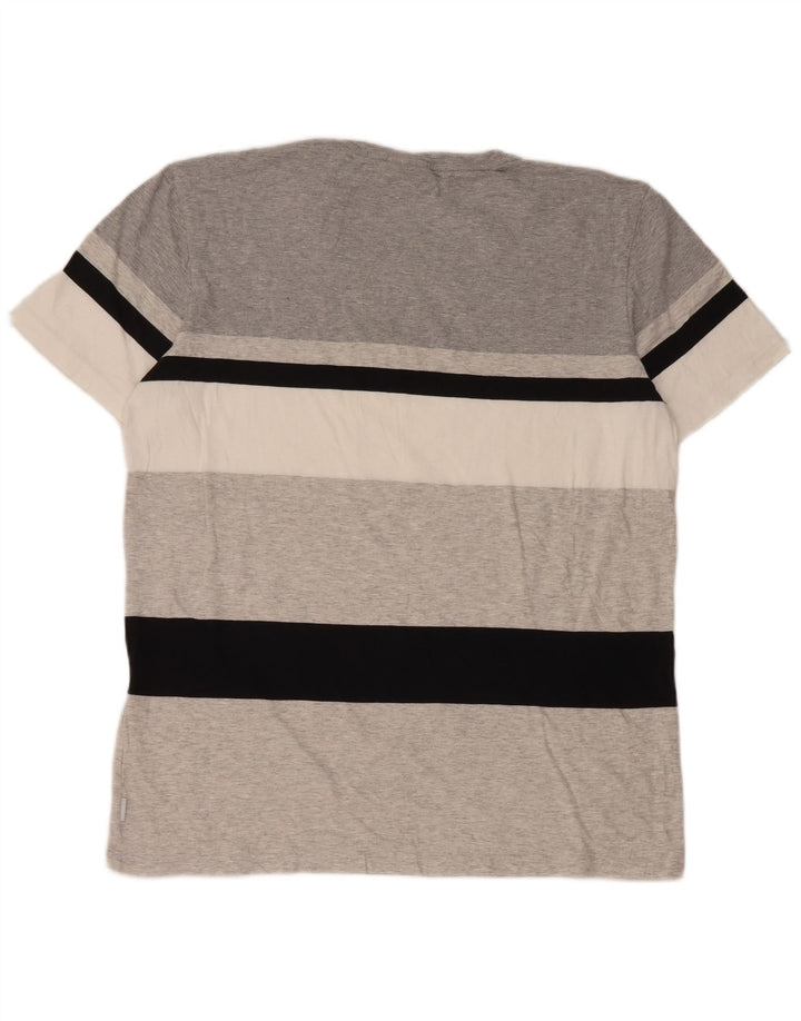 Tricou pentru bărbați Adidas Top mare, gri, cu dungi din bumbac