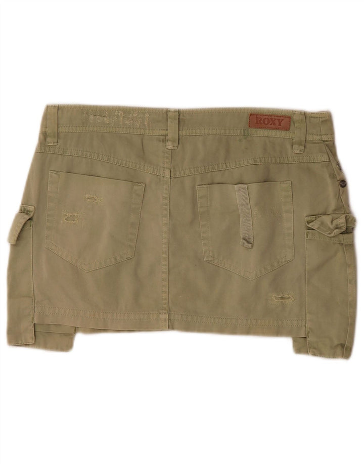 Fusta Cargo Mini Distressed pentru femei Roxy UK 8 Small W29 Kaki Bumbac