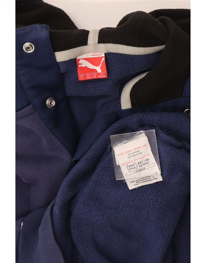 Pulover PUMA pentru băieți, cu gât cu nasturi, 11-12 ani, bumbac bleumarin