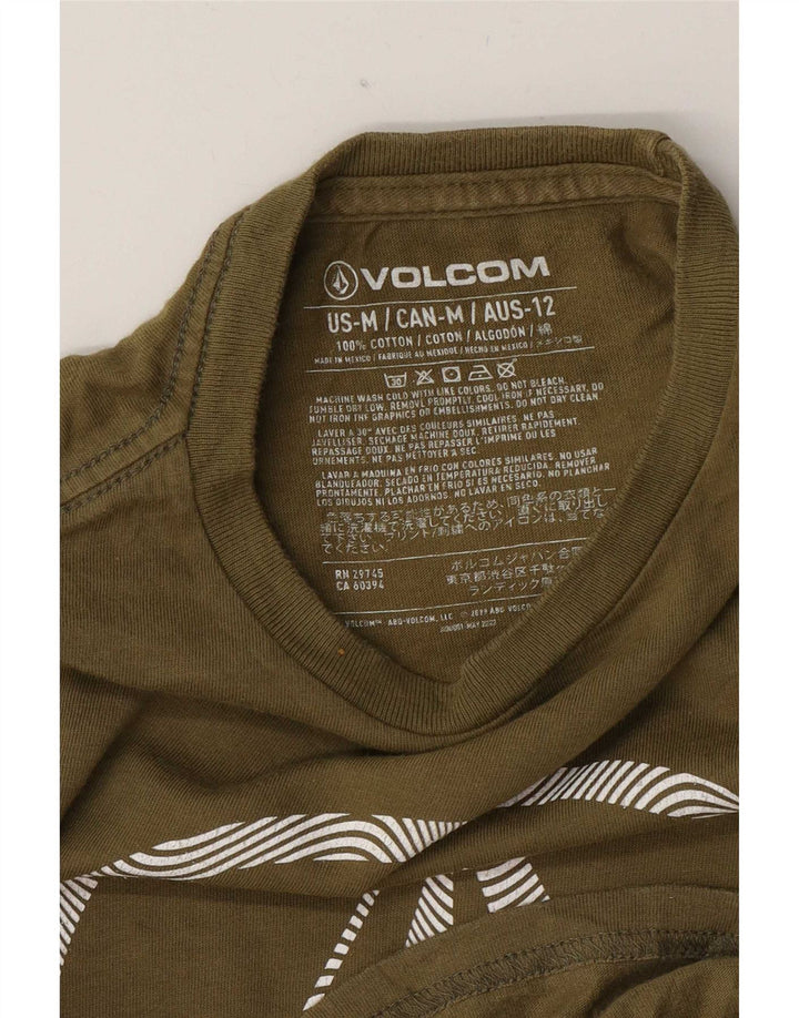 Tricou grafic pentru băieți Volcom Top 11-12 ani Bumbac kaki mediu