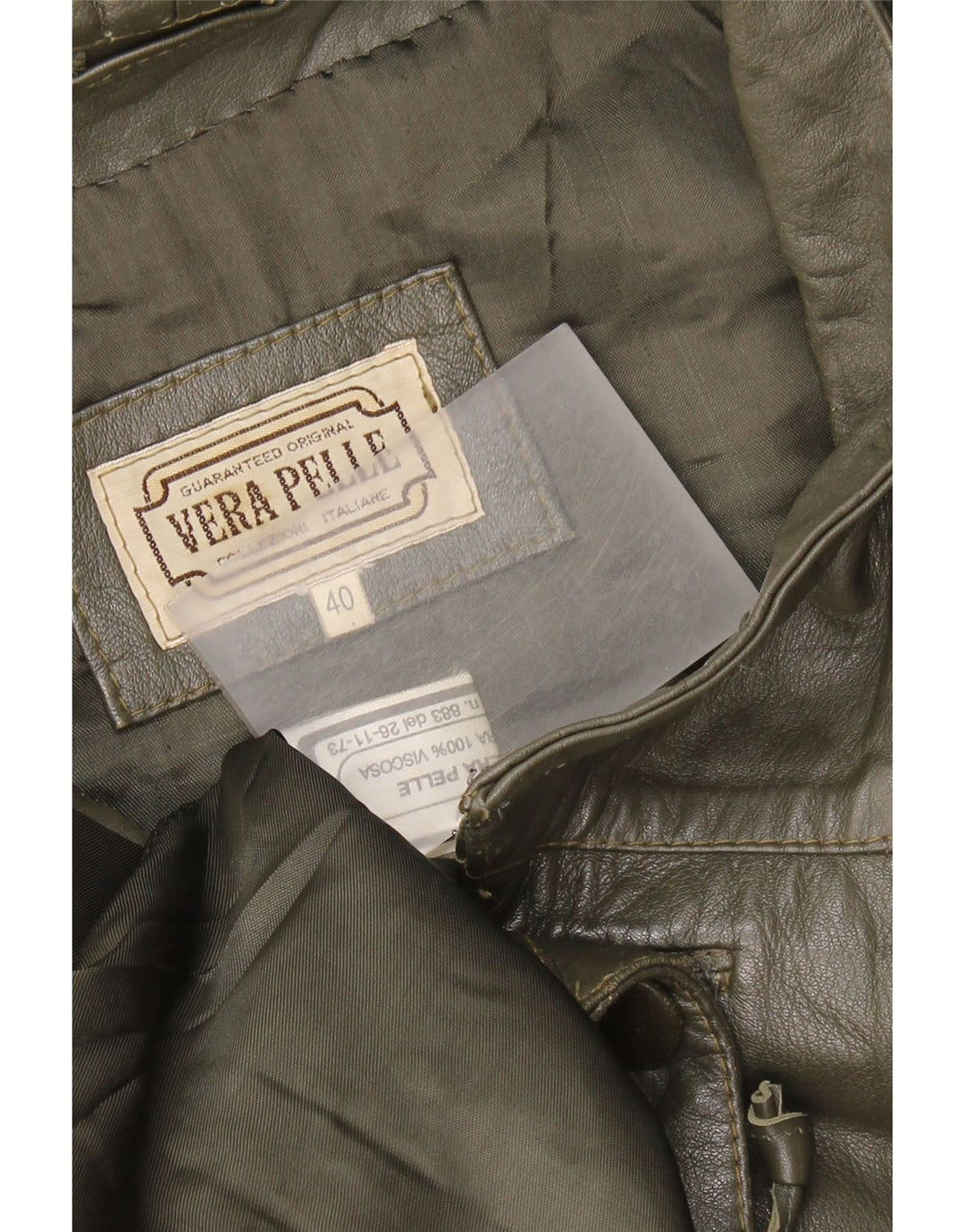 Palton supradimensionat din piele vintage pentru femei IT 40 Mic verde din piele color bloc