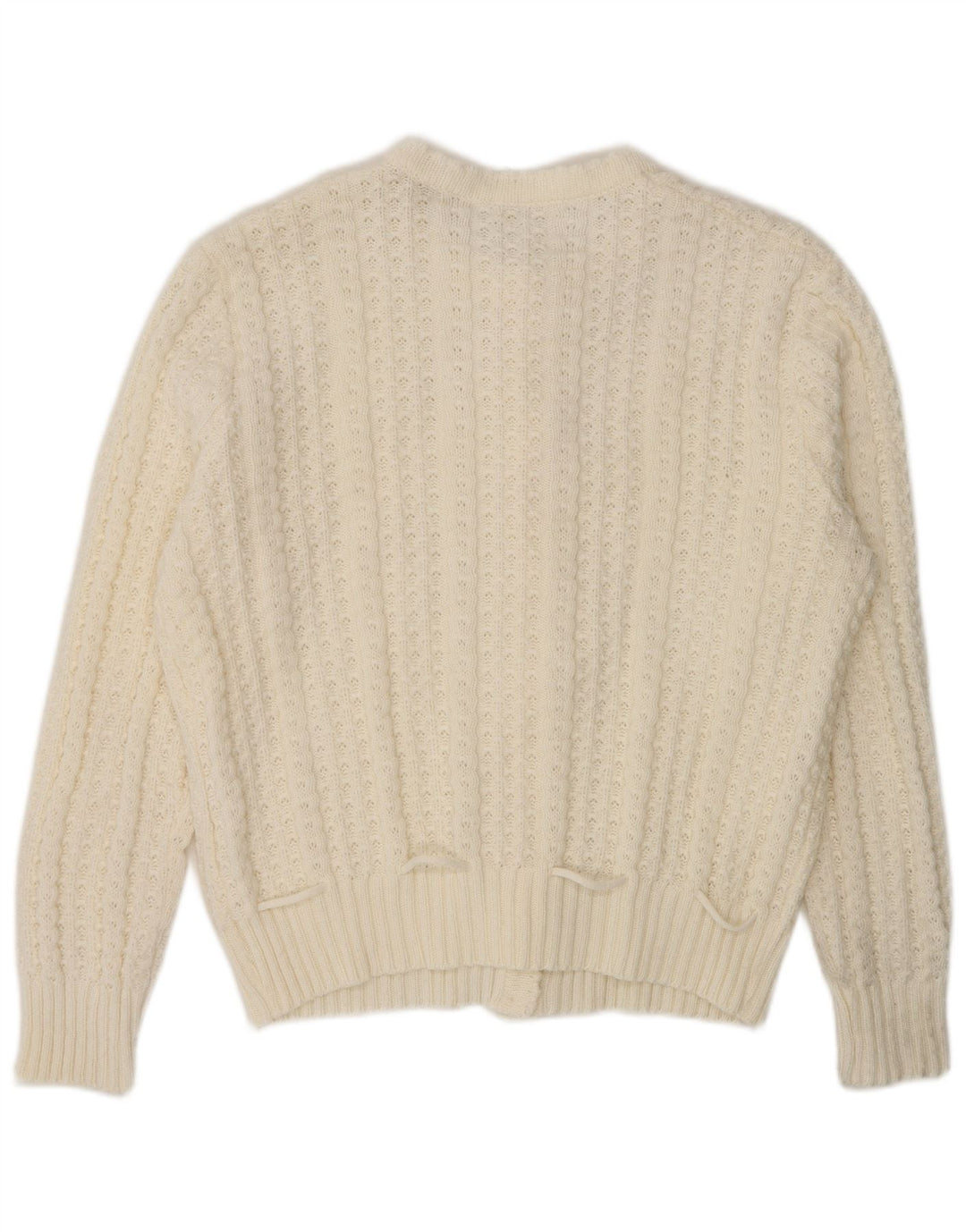 Pulover cardigan vintage pentru femei UK 16 mare, alb, poliacrilic