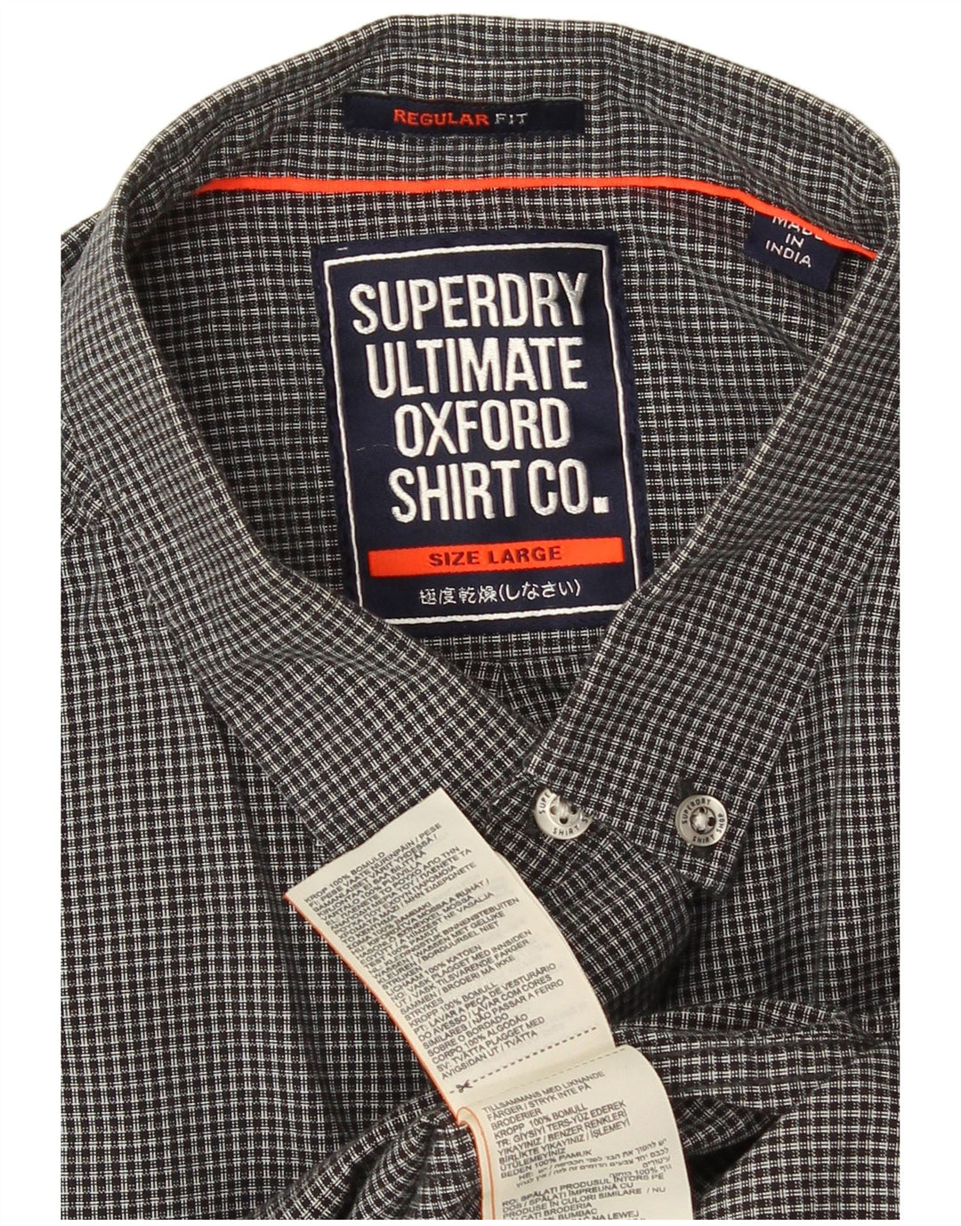 Cămașă Superdry pentru bărbați, cu tăiere obișnuită, mare, gri din bumbac
